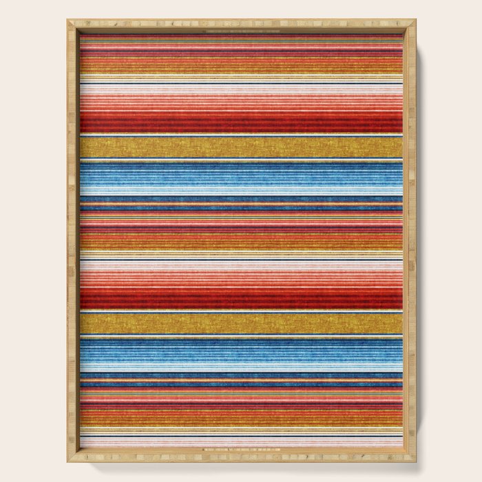 serape southwest stripe - red, blue, gold Serving Tray Gallery Image 1