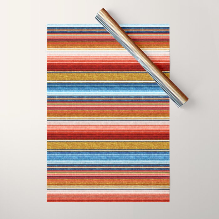 serape southwest stripe - red, blue, gold Wrapping Paper Gallery Image 1
