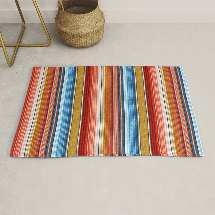 serape southwest stripe - red, blue, gold Rug Gallery Image 1