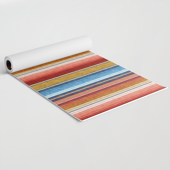 serape southwest stripe - red, blue, gold Yoga Mat Gallery Image 2