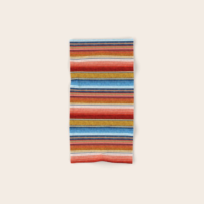 serape southwest stripe - red, blue, gold Hand & Bath Towel Gallery Image 1