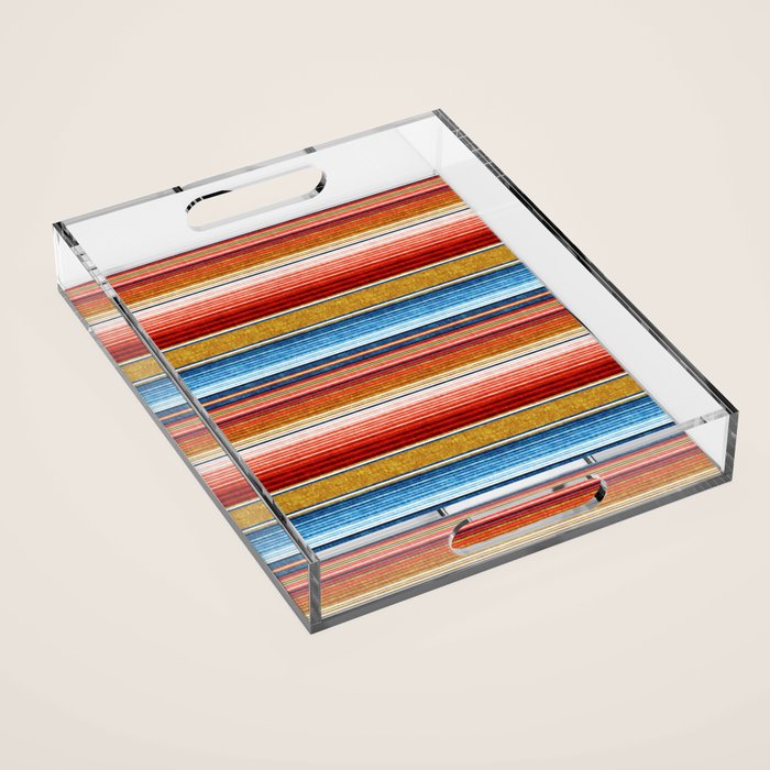 serape southwest stripe - red, blue, gold Acrylic Tray Gallery Image 1