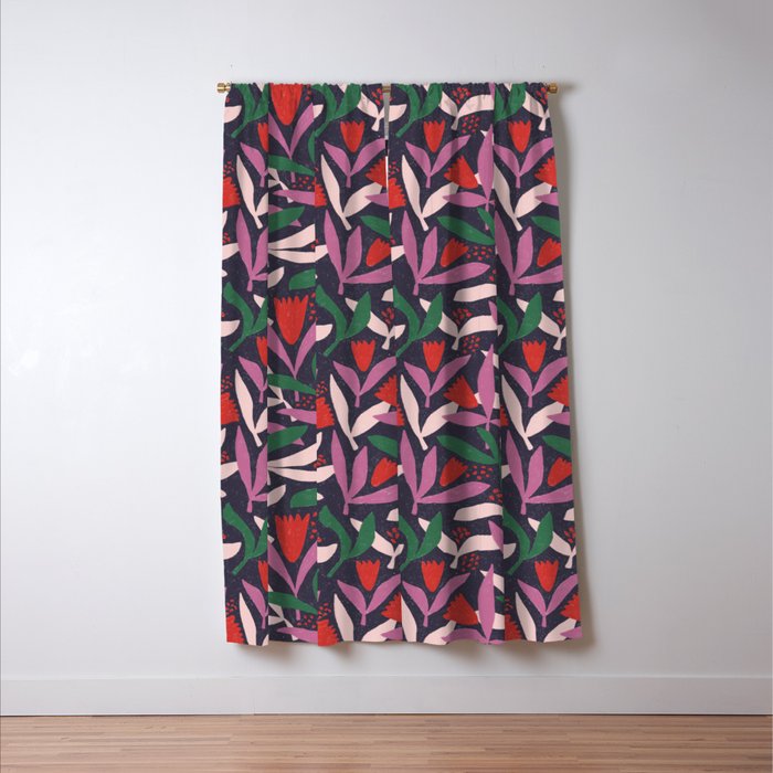 Hand Drawn Florals #2 Window Curtain Gallery Image 3