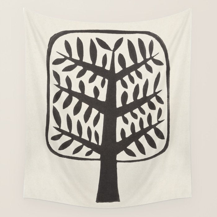 Linocut Tree #2 Wall Tapestry Gallery Image 1