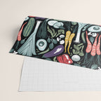 Go veggie // black background sage green mint goldenrod yellow coral and purple beet vegetables Wrapping Paper Gallery Image 2