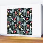 Go veggie // black background sage green mint goldenrod yellow coral and purple beet vegetables Wall Mural Gallery Image 2