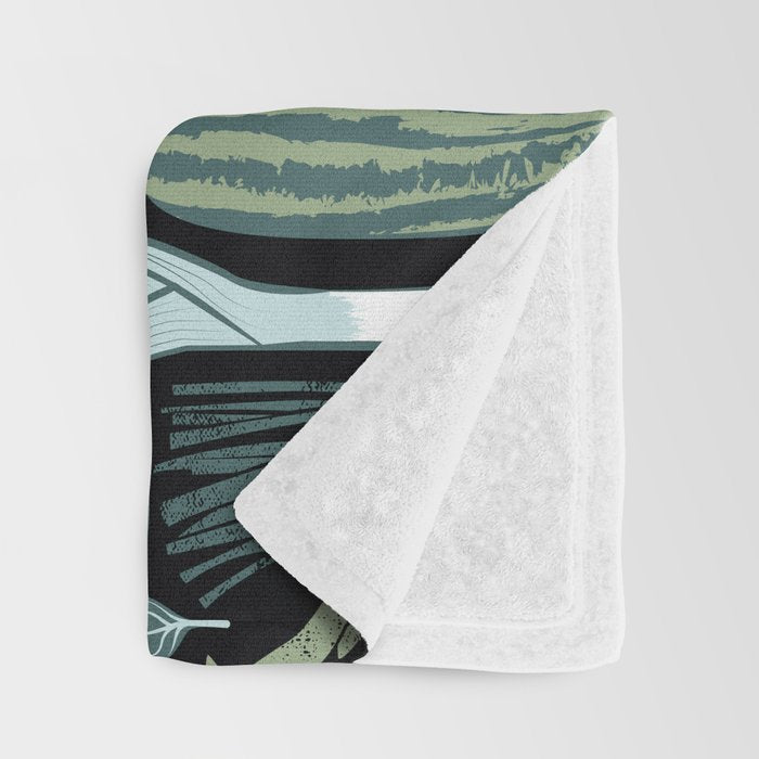 Go veggie // black background sage green mint goldenrod yellow coral and purple beet vegetables Throw Blanket Gallery Image 3