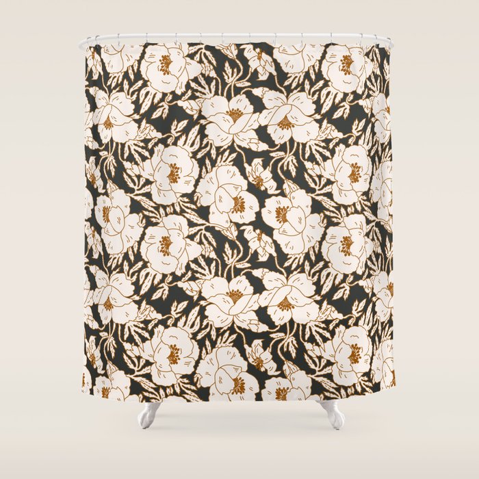 INDRA POPPY DARK Shower Curtain Gallery Image 1