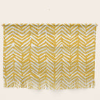 Boho Abstract Herringbone Pattern, Summer Yellow Wall Hanging Gallery Image 1