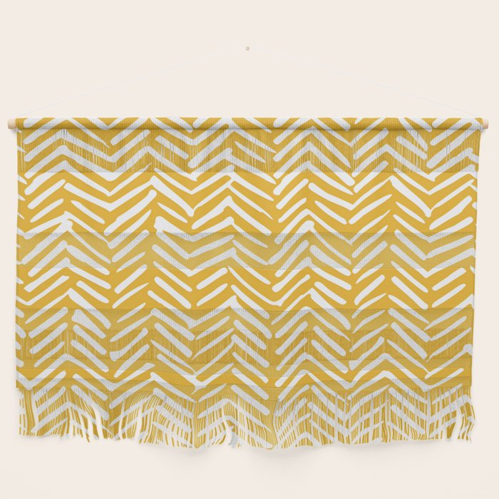 Boho Abstract Herringbone Pattern, Summer Yellow Wall Hanging Gallery Image 1
