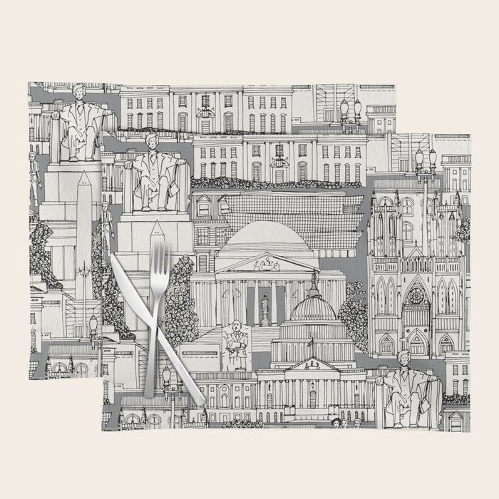 Washington DC toile gray Placemat Gallery Image 1