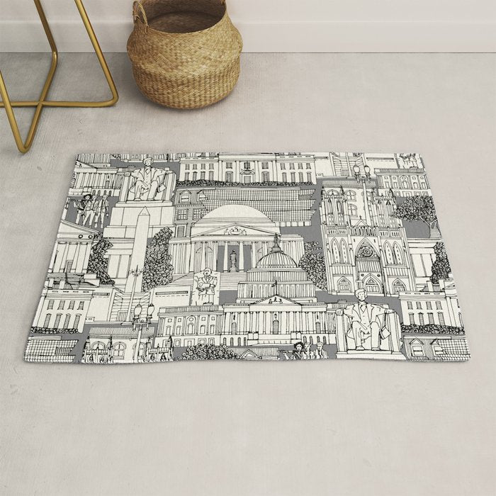 Washington DC toile gray Rug Gallery Image 1
