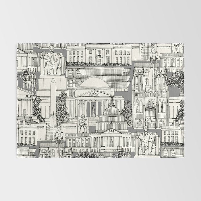 Washington DC toile gray Rug Gallery Image 2