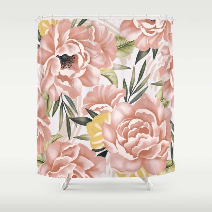 Big pink bouquet flowers S Shower Curtain Gallery Image 1