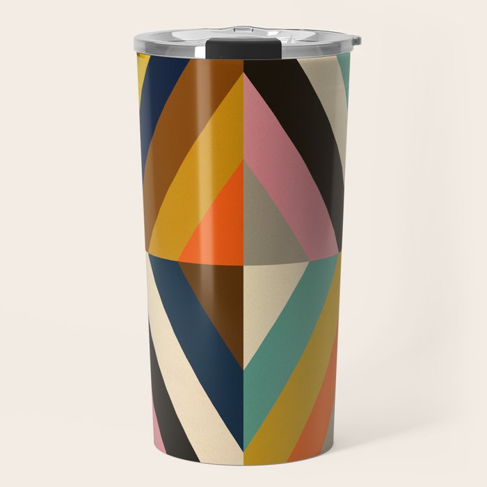 Mid Century Geometric Pattern Technicolor Diamond  Travel Mug Gallery Image 1