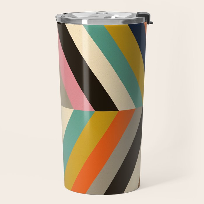 Mid Century Geometric Pattern Technicolor Diamond  Travel Mug Gallery Image 2