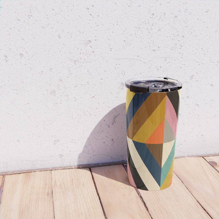 Mid Century Geometric Pattern Technicolor Diamond  Travel Mug Gallery Image 4