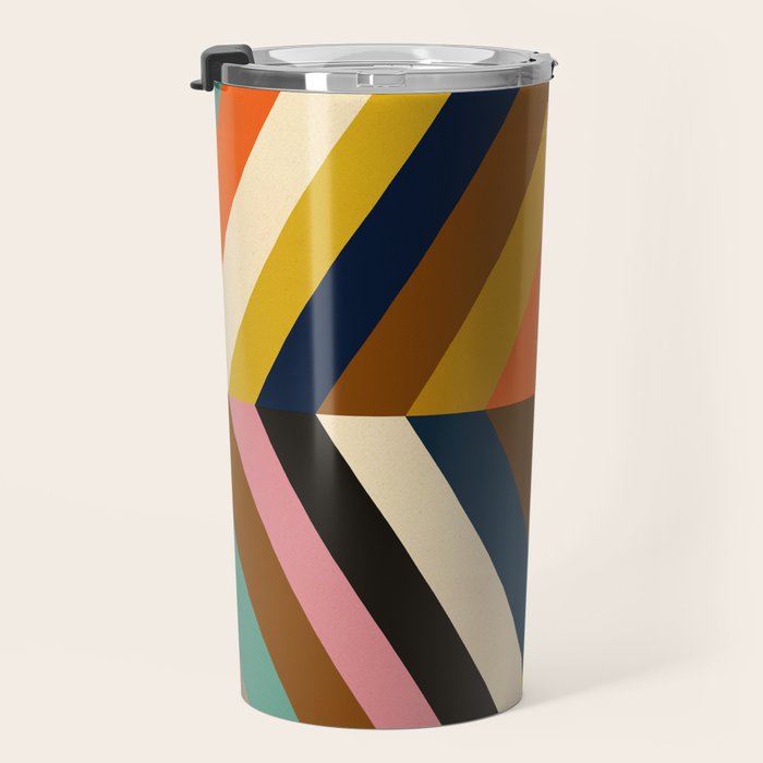 Mid Century Geometric Pattern Technicolor Diamond  Travel Mug Gallery Image 3