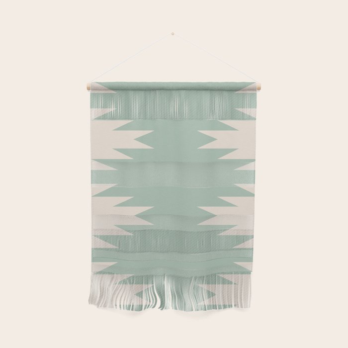 Geometric Southwestern Minimalism - Neutral Sage Green Wall Hanging Gallery Image 1
