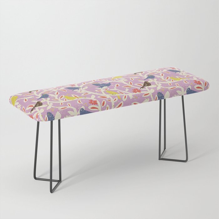 Birds in branches chalky pink Bench Gallery Image 1