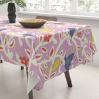 Birds in branches chalky pink Tablecloth Gallery Image 3