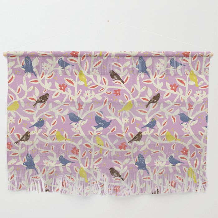 Birds in branches chalky pink Wall Hanging Gallery Image 1