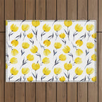 Yellow Tulips | Watercolour Pattern Outdoor Rug Gallery Image 1