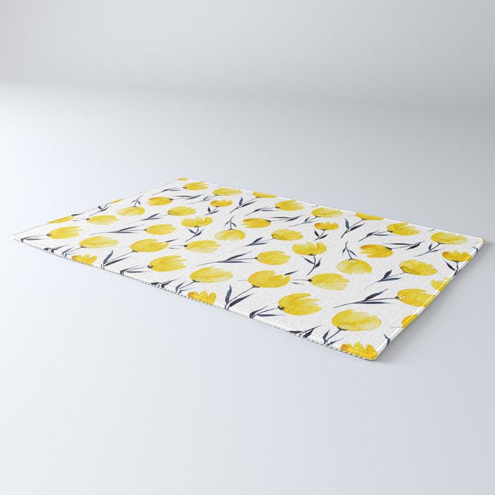 Yellow Tulips | Watercolour Pattern Rug Gallery Image 3