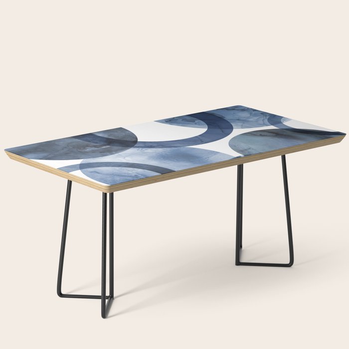 Mid Century Modern Abstract Shapes Navy Blue Coffee Table Gallery Image 1