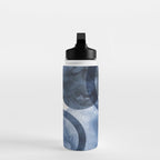 Mid Century Modern Abstract Shapes Navy Blue Water Bottle Gallery Image 3