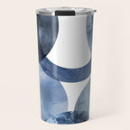 Mid Century Modern Abstract Shapes Navy Blue Travel Mug Gallery Image 1
