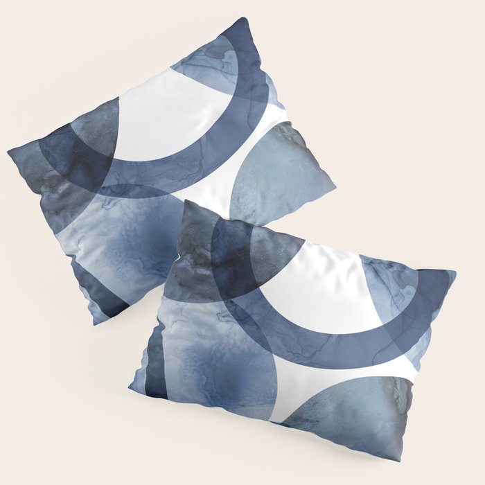 Mid Century Modern Abstract Shapes Navy Blue Pillow Sham Gallery Image 1