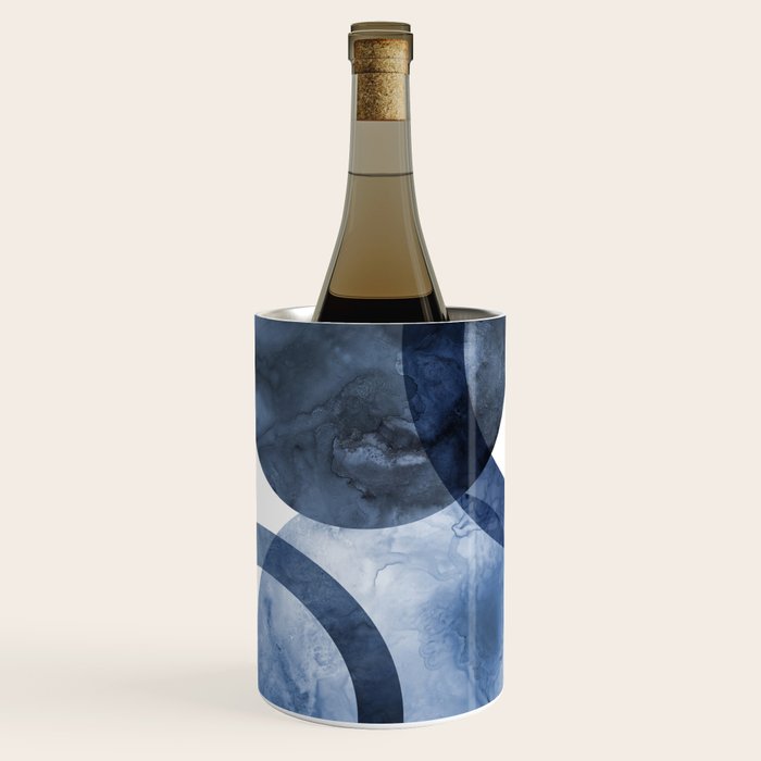 Mid Century Modern Abstract Shapes Navy Blue Wine Chiller Gallery Image 2
