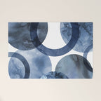 Mid Century Modern Abstract Shapes Navy Blue Welcome Mat Gallery Image 1