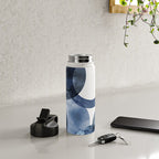 Mid Century Modern Abstract Shapes Navy Blue Water Bottle Gallery Image 4