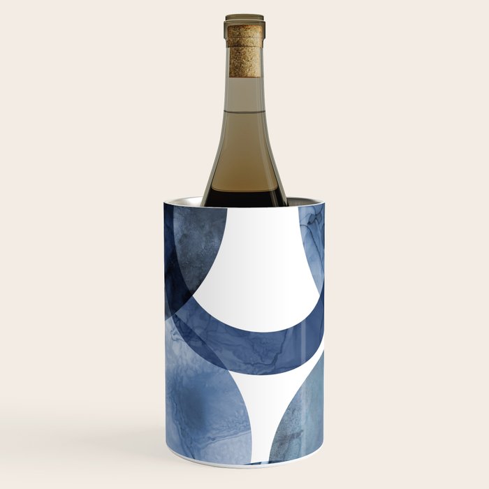 Mid Century Modern Abstract Shapes Navy Blue Wine Chiller Gallery Image 1