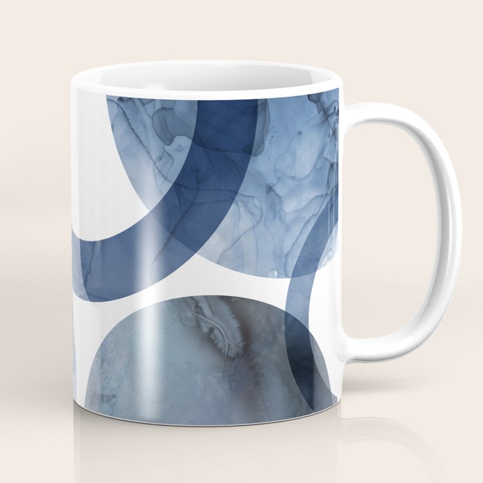 Mid Century Modern Abstract Shapes Navy Blue Coffee Mug Gallery Image 1
