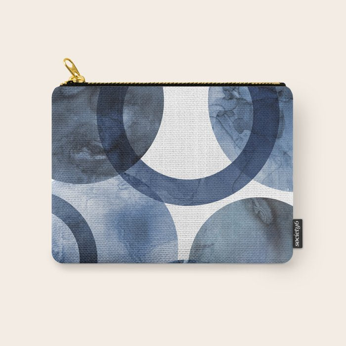 Mid Century Modern Abstract Shapes Navy Blue Carry All Pouch Gallery Image 1
