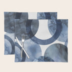 Mid Century Modern Abstract Shapes Navy Blue Placemat Gallery Image 1