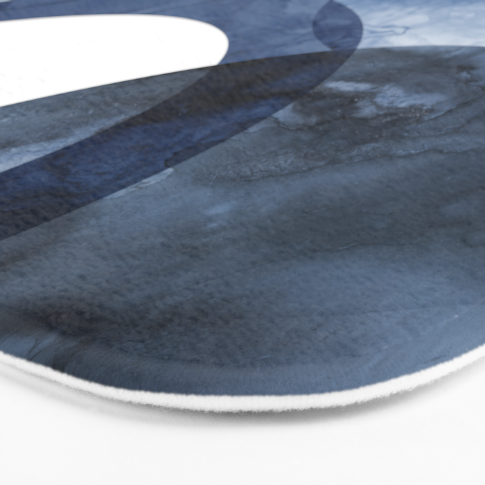 Mid Century Modern Abstract Shapes Navy Blue Bath Mat Gallery Image 3
