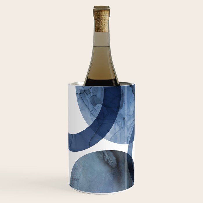 Mid Century Modern Abstract Shapes Navy Blue Wine Chiller Gallery Image 3