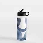 Mid Century Modern Abstract Shapes Navy Blue Water Bottle Gallery Image 1
