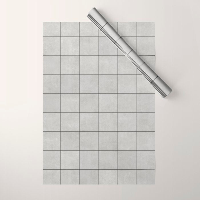 Large Grid Pattern - Grey Wrapping Paper Gallery Image 1