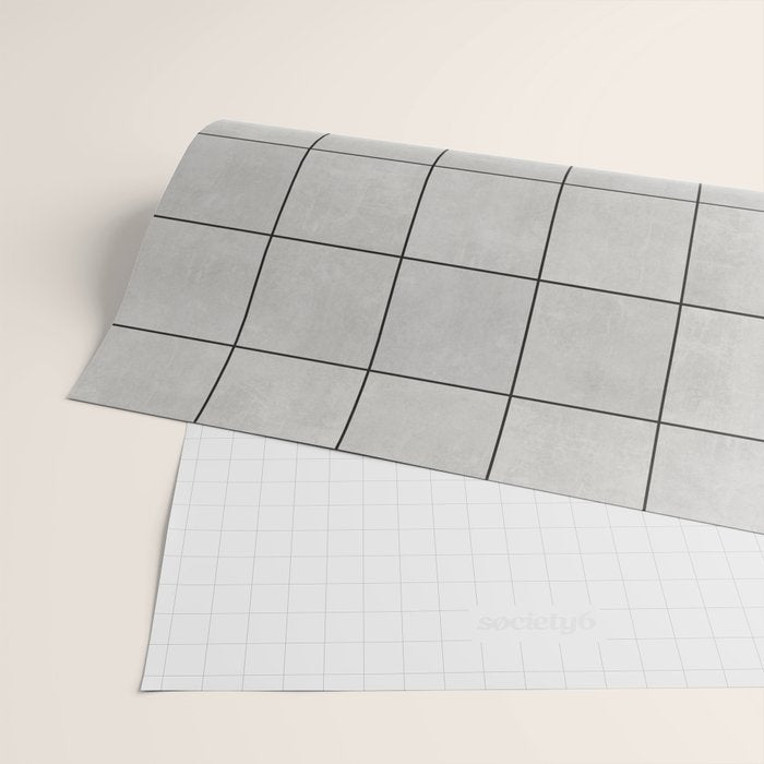 Large Grid Pattern - Grey Wrapping Paper Gallery Image 2