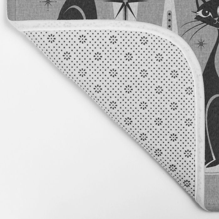 Mid Century Meow Atomic Cats on Cool Gray ©studioxtine Bath Mat Gallery Image 2