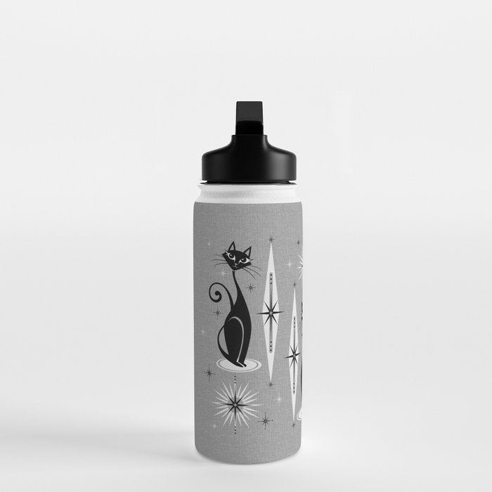 Mid Century Meow Atomic Cats on Cool Gray ©studioxtine Water Bottle Gallery Image 3