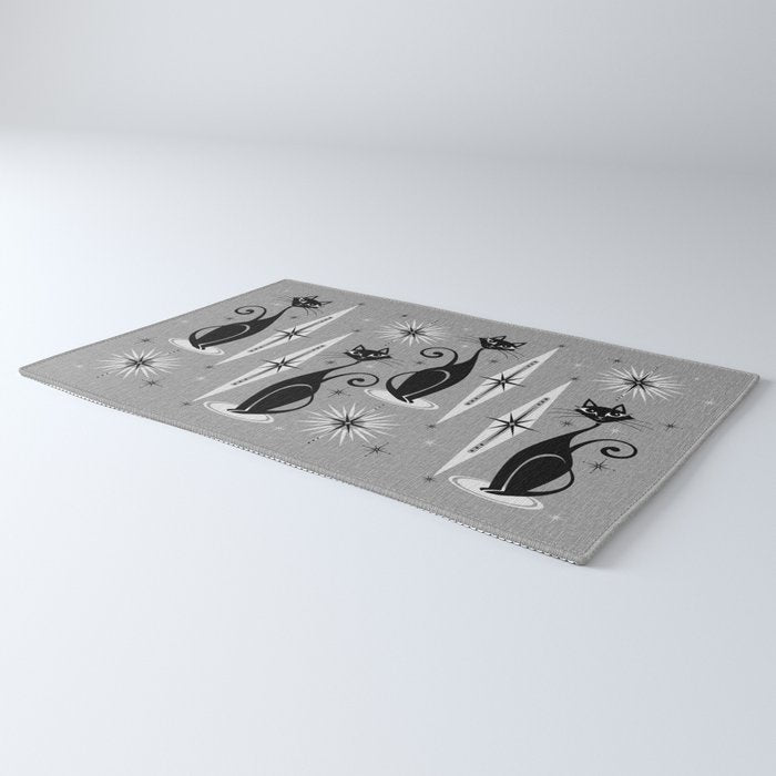Mid Century Meow Atomic Cats on Cool Gray ©studioxtine Rug Gallery Image 3