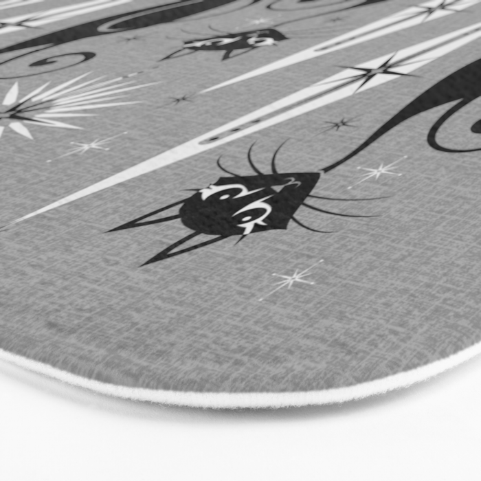Mid Century Meow Atomic Cats on Cool Gray ©studioxtine Bath Mat Gallery Image 3