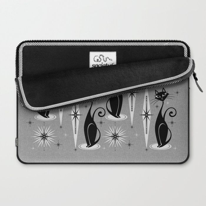 Mid Century Meow Atomic Cats on Cool Gray ©studioxtine Laptop Sleeve Gallery Image 2