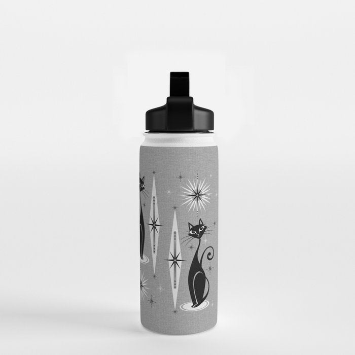 Mid Century Meow Atomic Cats on Cool Gray ©studioxtine Water Bottle Gallery Image 2